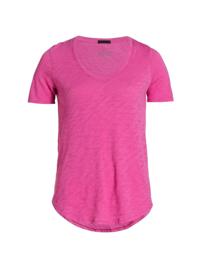 Atm Anthony Thomas Melillo Slub Jersey V-neck Tee In Orchid