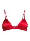 Fleur Du Mal Luxe Triangle Bra In Rouge