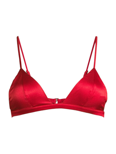 Fleur Du Mal Luxe Triangle Bra In Rouge