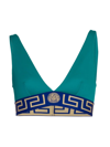 Versace Triangle Logo Bikini Top In Emerald Bluette