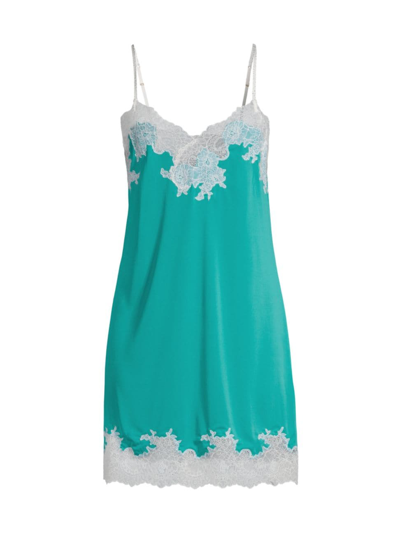 Natori Enchant Floral Lace Chemise In Turquoise Ivory