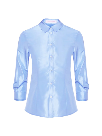 Carolina Herrera Taffeta Button-front Shirt In Sky Blue
