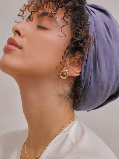 Damiano Collection Machine Washable 100% Silk Hair Turban For Sleeping In Lavender In Purple