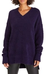 Sanctuary V-neck Teddy Sweater In Dark Grape