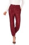 Vince Camuto Sequin Pull-on Joggers In Dark Wine