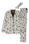Pj Salvage Flannel Pajamas With Headband In Light Grey