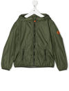 Save The Duck Logo-patch Zip-up Hooded Jacket In Green
