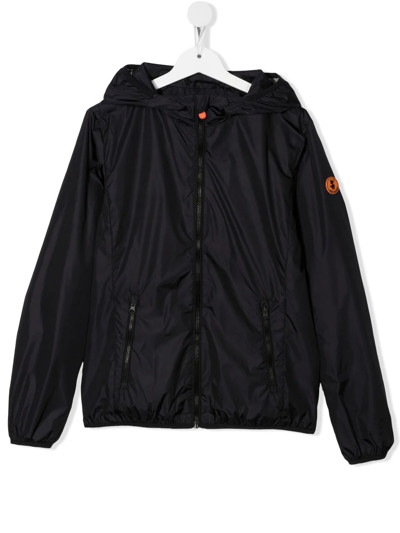 Save The Duck Teen Pegasus Logo-patch Hooded Jacket In Blue