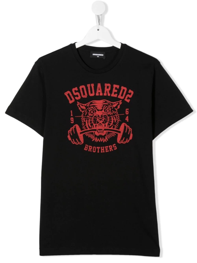 Dsquared2 Kids' Logo-print T-shirt In Black