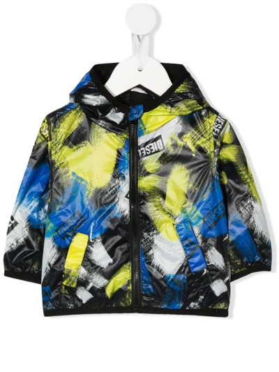 Diesel Babies' All-over Graphic-print Jacket In Gialla