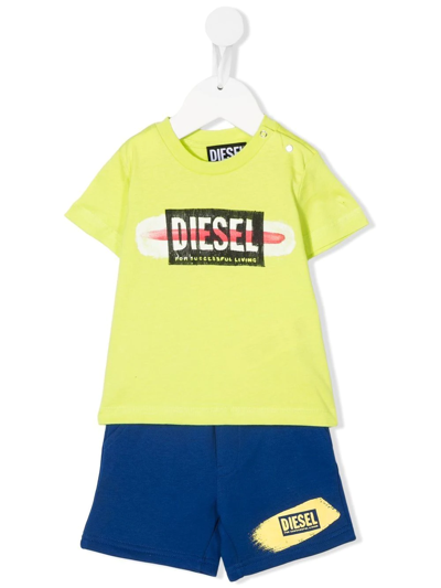 Diesel Babies' Logo-print Tracksuit Set In Green