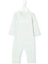 Palm Angels Blue Romper Baby Boy In Blue