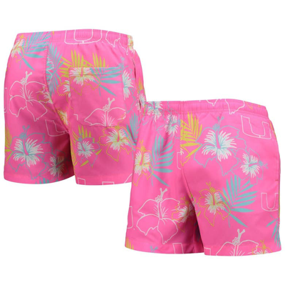 Foco Pink Miami Hurricanes Neon Floral Swim Trunks