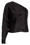 Rta Josalyn One-shoulder Long Sleeve Blouse In Black