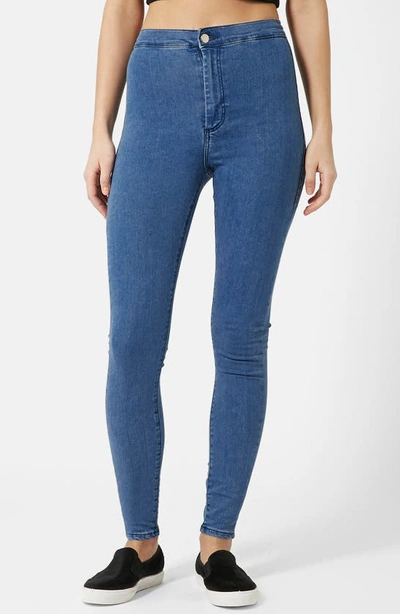 Topshop Moto 'joni' High Rise Super Skinny Jeans In Blue