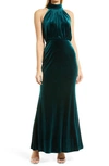 Eliza J Mock Neck Blouson Gown In Hunter