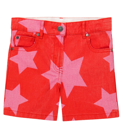 Stella Mccartney Teen Star-print Five-pocket Shorts In Rosso