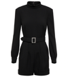 Saint Laurent Open-back Belted Playsuit In Noir