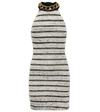 BALMAIN EMBELLISHED STRIPED MINIDRESS