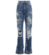 DOLCE & GABBANA DISTRESSED HIGH-RISE STRAIGHT JEANS
