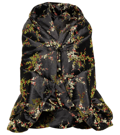 Junya Watanabe Hybrid Floral Brocade Puffer Cape In 1 Blk/red/gold