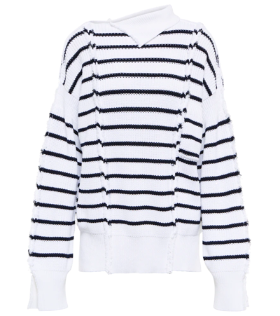 Marni Disrupted Breton Stripe Sweater In White