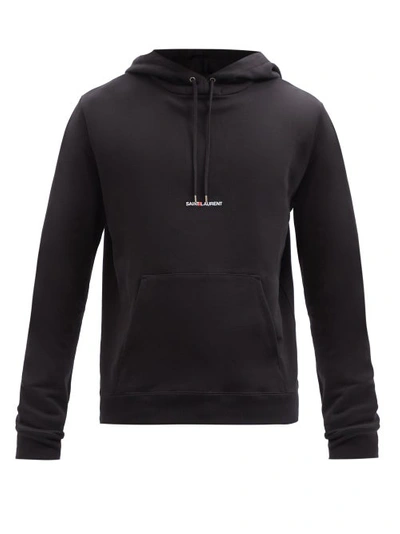 Saint Laurent Logo-print Jersey-fleece Hoodie In Black