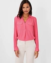 Ann Taylor Camp Shirt In Bubblegum