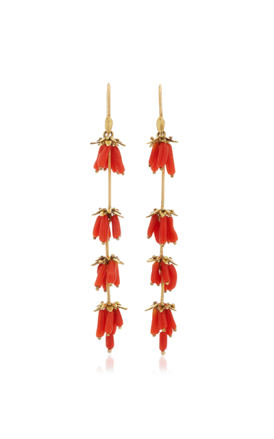 Annette Ferdinandsen Women's Lavender 18k Yellow Gold Coral Earrings In Red