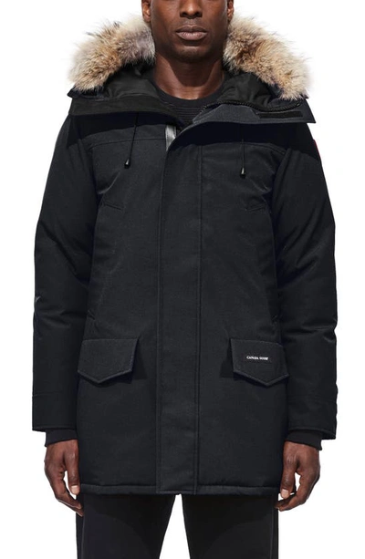 Canada Goose Langford Slim Fit Down Parka With Genuine Coyote Fur Trim In Navy