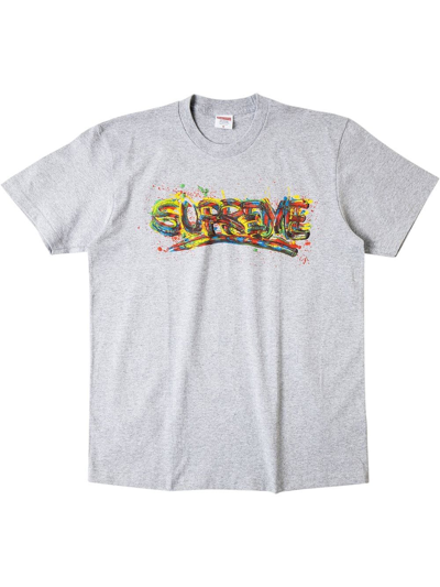 Supreme Paint Logo T-shirt In Grau