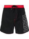 Diesel Embroidered-logo Swim Shorts In Schwarz