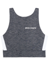 Palm Angels Cropped Printed Marled Stretch Top In Grey