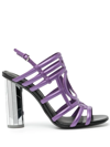 Ferragamo Mirrored Heel Strappy Sandal In Violett