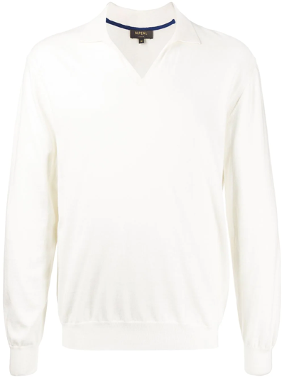 N•peal Polo-collar Knit Jumper In White