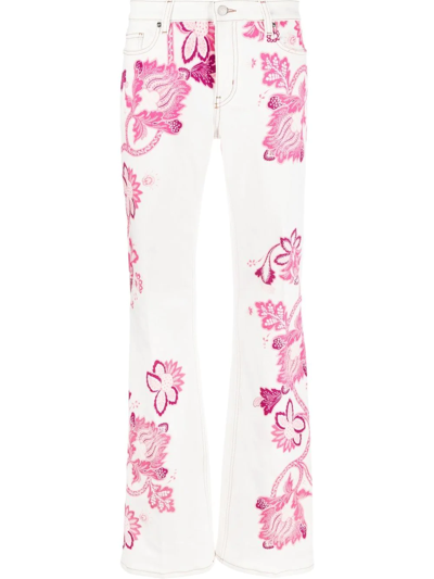Etro Tree Of Life Print Jeans In Weiss