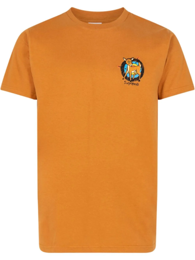 Supreme Deer Crew Neck T-shirt In Orange