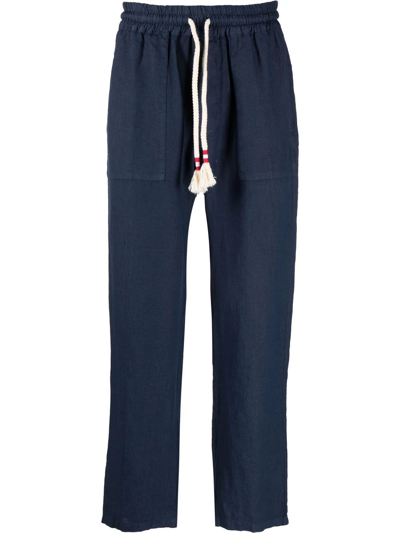 Mc2 Saint Barth Linen Straight-leg Trousers In Blue