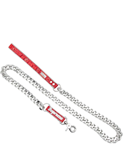 Supreme B.b. Simon Studded Dog Leash In Red