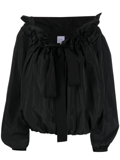 Patou Ruffled High-neck Blouse In Black
