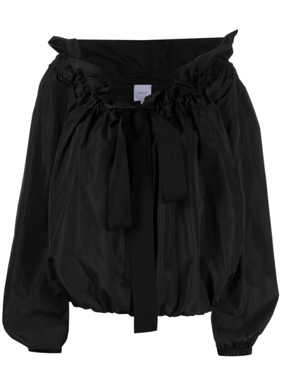 Patou Ruffled High-neck Blouse In Black  