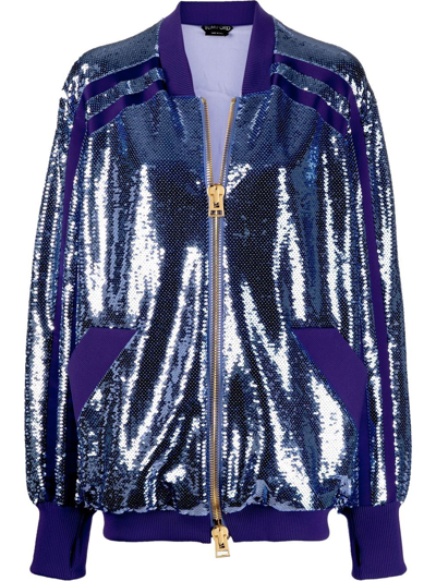 Tom Ford Sequin-embellished Stretch-woven Jacket In Lilac