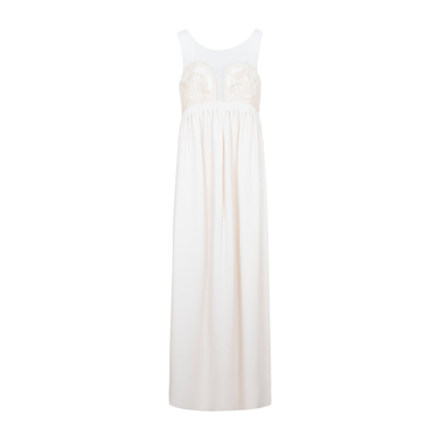 Maison Margiela Sheer Panelled Sleeveless Midi Dress In White