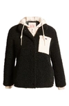 Levi's High Pile Fleece Hooded Zip Jacket In Black