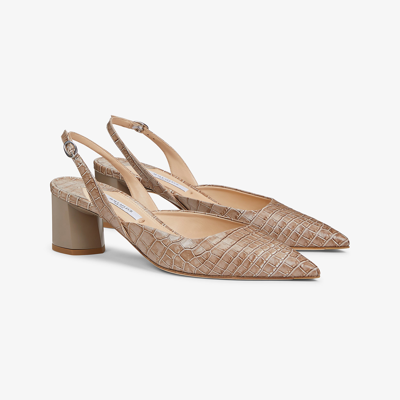 M.m.lafleur The Irene Slingback - Embossed Croc In Rosy Taupe