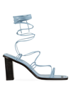 Frame Le Doheny Ankle-wrap Leather Sandals In Chambray Blue