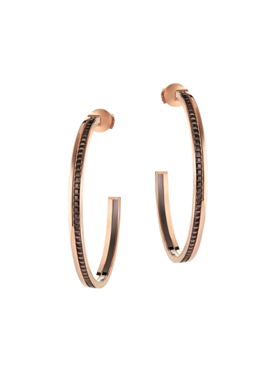 Boucheron Women's Quatre Classique 18k Pink Gold & Brown Pvd Large Hoop Earrings