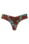 Commando Print Thong In Rainbow Leopard