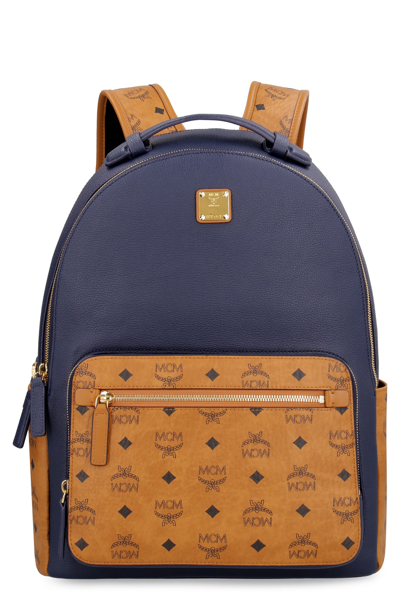 Mcm Stark Canvas Backpack In Blue