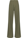 R13 Low-rise Wide Leg Cotton Trousers In Green